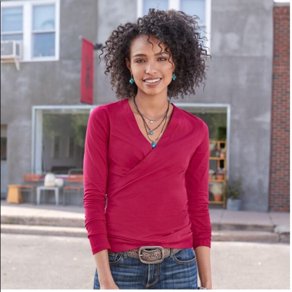 New wrap top in happy fuchsia color.